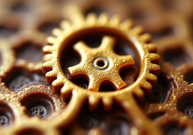 精密に作られた金色のエディブル・ギアのアップ