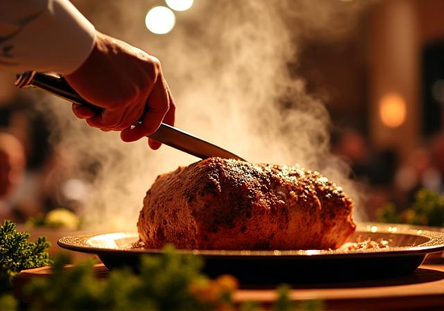 会場で披露されるメインディッシュのカービングサービス